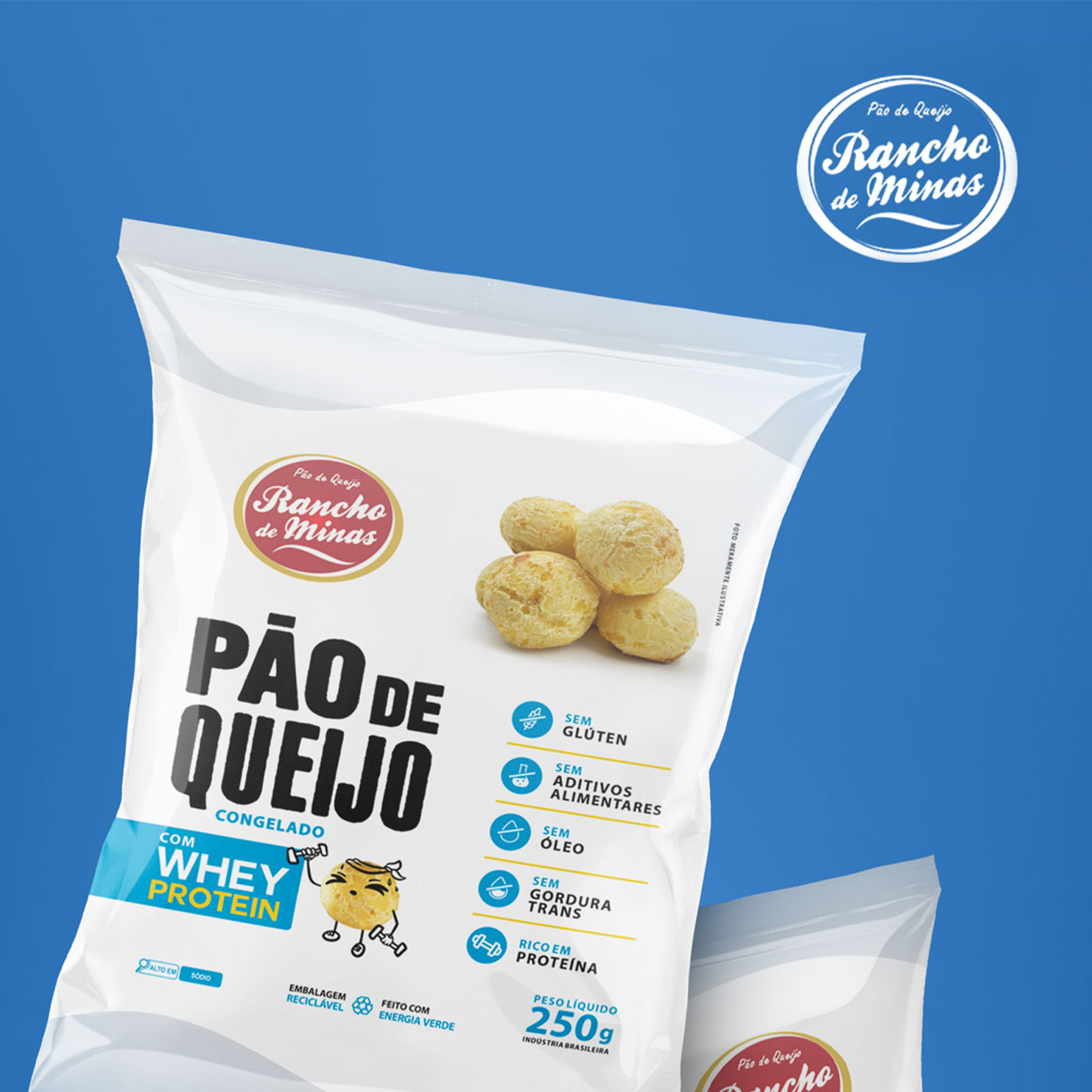 Pacote de pão de queijo com whey protein Rancho de Minas