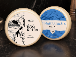 Design de embalagem para queijo minas Fazenda Bom Retiro da marca Muai - Nexus Design