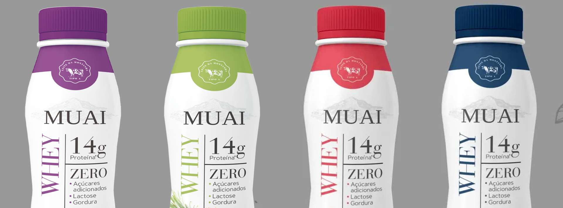 Muai Whey – Design de Embalagem para Linha de Whey Protein e Bebidas ProteicasMuai Whey