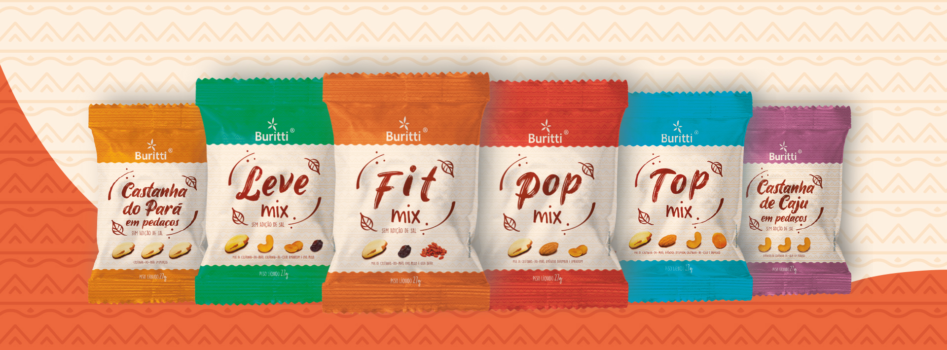 Buritti Alimentos – Branding, Naming e Design de Embalagem para Linha de Nuts e Castanhas